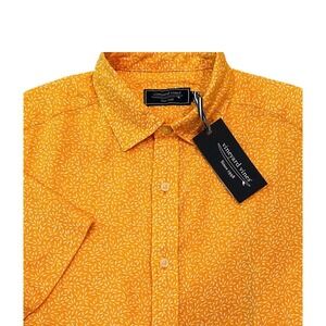 Vineyard‎ Vines Men's Leaf Linen Shirt Orange Short Sleeve Button up XL New NWT